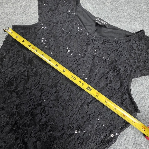 Candalite Black Sheer Lace Maxi Dress Witchy WhimsiGoth Dark Fairy Sequin Mesh M - Picture 9 of 12